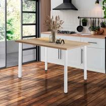 Mesa De Jantar 4 Lugares Retangular Cozinha 110x72 Cm Branco E Carvalho Branco E Carvalho Mesa De Jantar 4 Lugares Retangular Cozinha 110x72 Cm Branco E Carvalho Branco E Carvalho