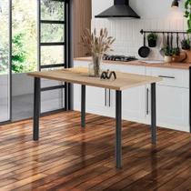 Mesa De Jantar 4 Lugares Retangular Cozinha 110x72 Cm Preto E Carvalho Mesa De Jantar 4 Lugares Retangular Cozinha 110x72 Cm Preto E Carvalho