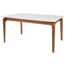Mesa de Jantar 4 Lugares Retangular Tampo Madeiramaciça/MDF Portugal Marrom/Off White