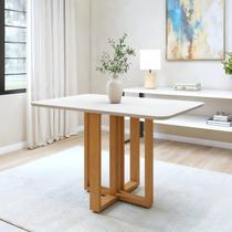 Mesa de Jantar 4 Lugares Retangular Tampo MDF Bold Off White/Amêndoa Clean