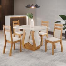 Mesa de Jantar 4 Lugares Salete/Sicilia Mel/Blonde/Veludo/Marfim - Pnr Móveis