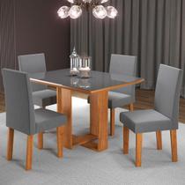 Mesa de Jantar 4 Lugares Shirley Mel/Veludo Cinza/Grafite - Pnr Móveis Mesa de Jantar 4 Lugares Shirley Mel/Veludo Cinza/Grafite - Pnr Móveis