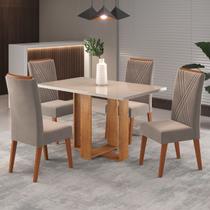 Mesa de Jantar 4 Lugares Singapura com Vidro Mel/Perola/Off White - Panorama Móveis Mesa de Jantar 4 Lugares Singapura com Vidro Mel/Perola/Off White - Panorama Móveis