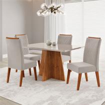 Mesa de Jantar 4 Lugares Stilo Mel/Blonde/Veludo Pastel - Viero Móveis