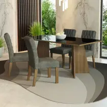 Mesa de Jantar 4 Lugares Tampo de Vidro Harper Madesa