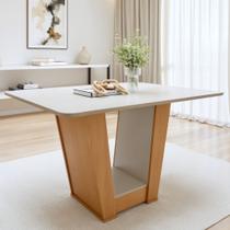 Mesa de Jantar 4 Lugares Tampo MDF Apogeu Marrom Amêndoa Clean/Off White Mesa de Jantar 4 Lugares Tampo MDF Apogeu Marrom Amêndoa Clean/Off White
