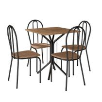 Mesa de Jantar 4 lugares Thais 11691 Tampo BP e 4 Cadeiras Preto Rattan 004 Artefamol