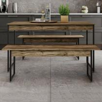 Mesa de Jantar 4 Lugares Tub Carvalho Dark/Preto - Compace Mesa de Jantar 4 Lugares Tub Carvalho Dark/Preto - Compace