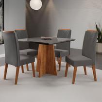 Mesa de Jantar 4 Lugares Venice com Vidro Mel/Cinza/Grafite - Viero Móveis