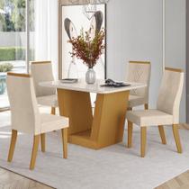 Mesa de Jantar 4 Lugares Viena Luna com Vidro Nature/Bege - Art Panta