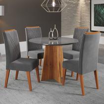 Mesa de Jantar 4 Lugares World com Vidro Mel/Grafite - Viero Móveis Mesa de Jantar 4 Lugares World com Vidro Mel/Grafite - Viero Móveis