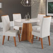 Mesa de Jantar 4 Lugares World com Vidro Mel/Marfim/Off White - Viero Móveis Mesa de Jantar 4 Lugares World com Vidro Mel/Marfim/Off White - Viero Móveis