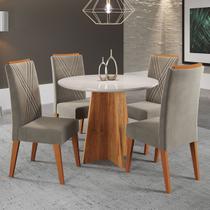 Mesa de Jantar 4 Lugares World com Vidro Mel/Pérola/Off Whie - Viero Móveis Mesa de Jantar 4 Lugares World com Vidro Mel/Pérola/Off Whie - Viero Móveis