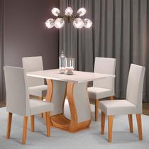 Mesa de Jantar 4 Lugares Zara Mel/Blonde/Veludo Marfim - Viero Móveis