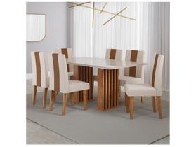 Mesa de Jantar 6 Cadeiras 6 Lugares Retangular Mel Bronze e Off White Viero Móveis Vigo Mesa de Jantar 6 Cadeiras 6 Lugares Retangular Mel Bronze e Off White Viero Móveis Vigo