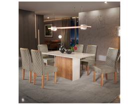 Mesa de Jantar 6 Cadeiras 6 Lugares Retangular Mel e Off White Sonetto Móveis Cris Mesa de Jantar 6 Cadeiras 6 Lugares Retangular Mel e Off White Sonetto Móveis Cris