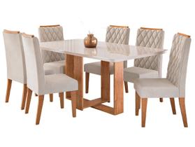 Mesa de Jantar 6 Cadeiras 6 Lugares Retangular Mel Off White e Marfim Viero Móveis Lady Mesa de Jantar 6 Cadeiras 6 Lugares Retangular Mel Off White e Marfim Viero Móveis Lady
