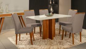 Mesa de jantar + 6 cadeiras França Tampo 160 Cm champagne