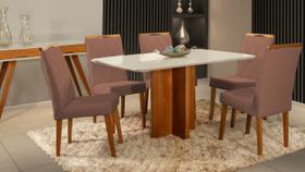 Mesa de jantar + 6 cadeiras França Tampo 160 Cm Terracota