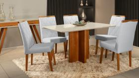 Mesa de jantar + 6 cadeiras França Tampo Atenas 160 Cm C 13