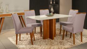 Mesa de jantar + 6 cadeiras França Tampo Atenas 160 Cm peach