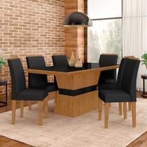 Mesa De Jantar 6 Cadeiras Gênova Cinamo/preto/preto - Móveis Arapongas