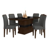 Mesa De Jantar 6 Cadeiras Gênova Imbuia/preto/cinza - Móveis Arapongas - MOVEIS ARAPONGAS