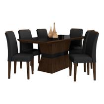 Mesa De Jantar 6 Cadeiras Gênova Imbuia/preto/preto - Móveis Arapongas