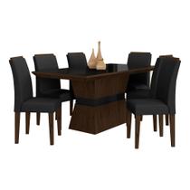 Mesa De Jantar 6 Cadeiras Gênova Imbuia/preto/preto - Móveis Arapongas - MOVEIS ARAPONGAS