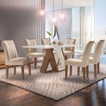 Mesa de Jantar 6 Cadeiras Laguna Chocolate/Off White/Suede Pena - Cel Móveis