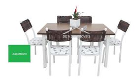 Mesa De Jantar 6 Cadeiras Lisboa Tampo Mdf Aço Branca - Quality