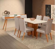 Mesa de jantar + 6 Cadeiras Milão tampo 160 cm Champagne Mesa de jantar + 6 Cadeiras Milão tampo 160 cm Champagne