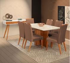 Mesa de jantar + 6 Cadeiras Milão tampo 160 cm terracota