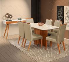 Mesa de jantar + 6 cadeiras Milão tampo 180 cm capuccino
