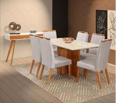 Mesa de jantar + 6 Cadeiras Milão tampo 180cm Castanho claro