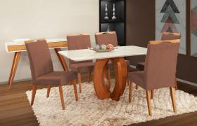 Mesa de jantar + 6 cadeiras Paris Tampo 160 cm Terracota