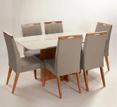 Mesa de jantar + 6 cadeiras Paris tampo 180 cm Champagne