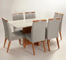 Mesa de jantar + 6 cadeiras Paris Tampo Atenas 160 cm cinza