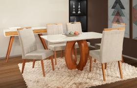 Mesa de jantar + 6 cadeiras Paris Tampo Atenas 160 cm palha Mesa de jantar + 6 cadeiras Paris Tampo Atenas 160 cm palha