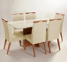 Mesa de jantar + 6 cadeiras Paris tampo Atenas 180 cm Bege