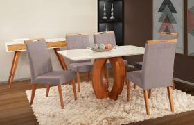 Mesa de jantar + 6 cadeiras Paris Tampo Atenas 180 cm Peach