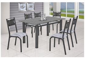 Mesa de Jantar 6 Cadeiras Retangular Aço Tampo Granito Poeme Ciplafe
