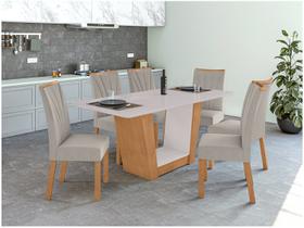 Mesa de Jantar 6 Cadeiras Retangular Frassino e Off White Móveis Lopas Apogeu Mesa de Jantar 6 Cadeiras Retangular Frassino e Off White Móveis Lopas Apogeu