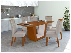Mesa de Jantar 6 Cadeiras Retangular Frassino e Off White Móveis Lopas Apogeu Mesa de Jantar 6 Cadeiras Retangular Frassino e Off White Móveis Lopas Apogeu