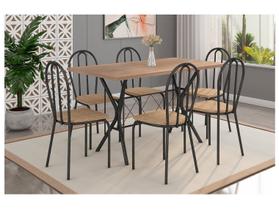Mesa de Jantar 6 Cadeiras Retangular Preta