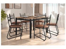 Mesa de Jantar 6 Cadeiras Retangular Preto Fosco Artefamol Valência