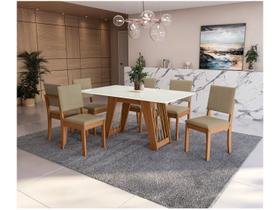 Mesa de Jantar 6 Cadeiras Retangular Tampo de MDF com Vidro Merlot Kappesberg