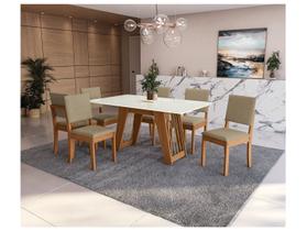 Mesa de Jantar 6 Cadeiras Retangular Tampo de MDF com Vidro Merlot Kappesberg