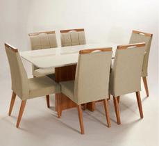 Mesa de jantar + 6 cadeiras Roma tampo 180 cm capuccino