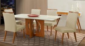Mesa de jantar + 6 cadeiras Roma tampo Atenas 180 cm Bege Mesa de jantar + 6 cadeiras Roma tampo Atenas 180 cm Bege